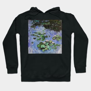 Water Lilies in a blue pond Hoodie